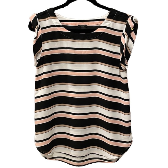 Ann Taylor Factory Tops - Ann Taylor Factory Women’s sleeveless black/cream/pink/tan striped top Size XS